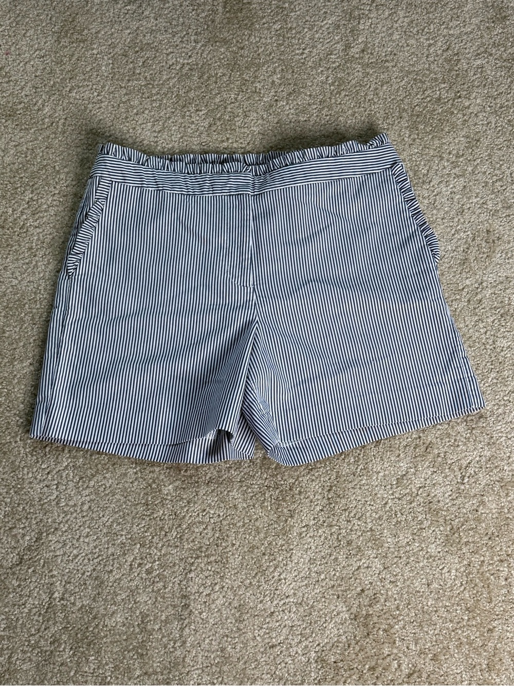 Anne Klein Navy and White Pinstripe Shorts - Picture 2 of 9